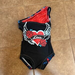 Kids One-Shoulder Love Heart Costume - Black and Red